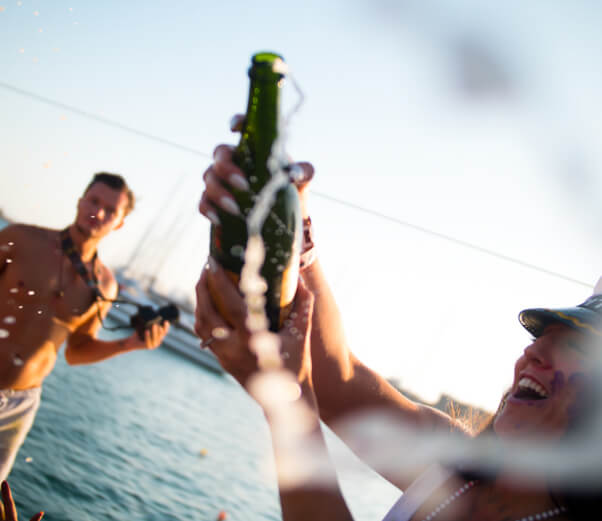 Bar staff onboard magaluf boat party