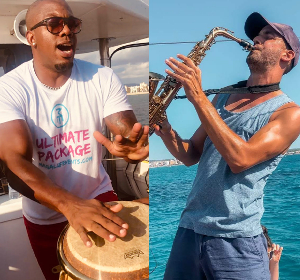 Drummer and saxophone