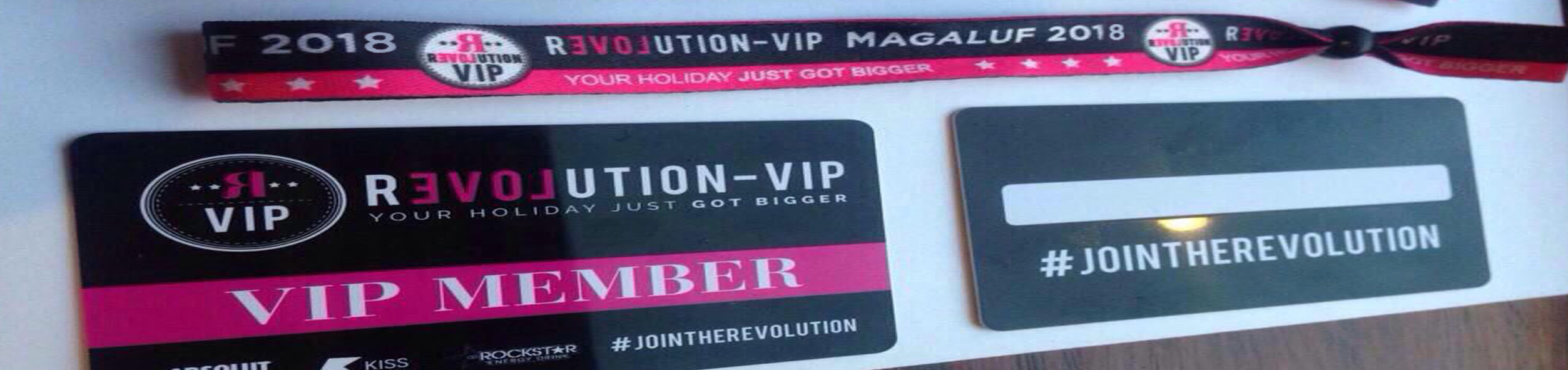 Revolution VIP wristband and card
