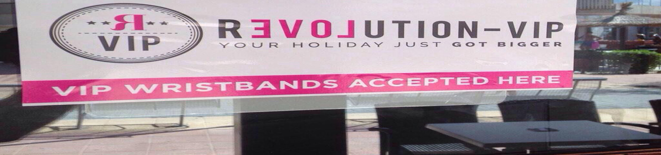 Revolution VIP sign in window